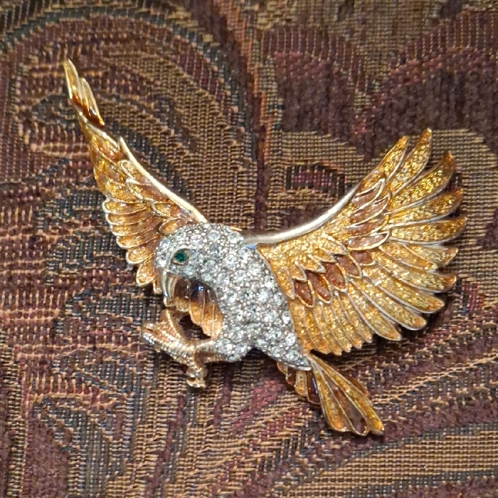 Gold and Silver Parrot Brooch